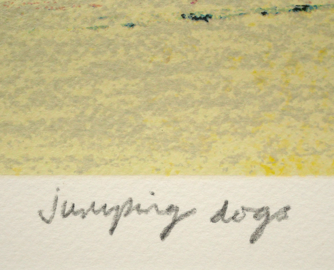 アノラ　スペンス（Annora　Spence）「飛ぶ犬（jumping　dogs）」版画　作品タイトル