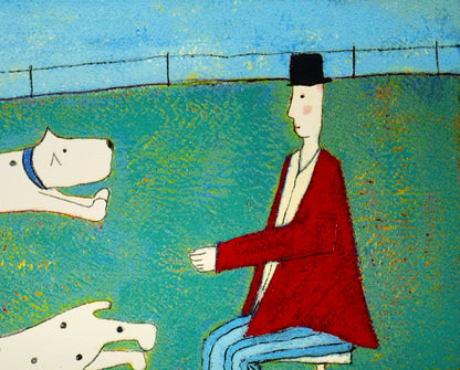 アノラ　スペンス（Annora　Spence）「飛ぶ犬（jumping　dogs）」版画　拡大画像4