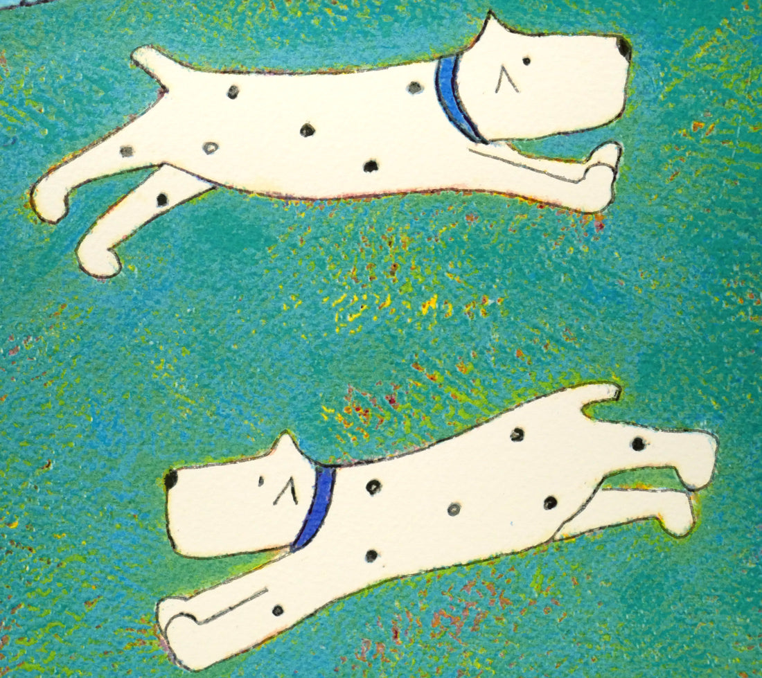 アノラ　スペンス（Annora　Spence）「飛ぶ犬（jumping　dogs）」版画　拡大画像3