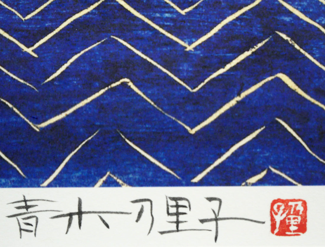 青木乃里子「スイートピーと薔薇」ジクレー版画　版上サイン・落款拡大画像
