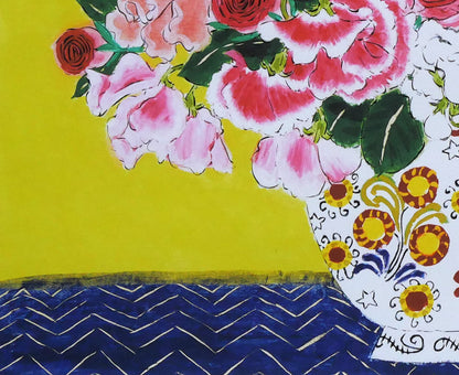青木乃里子「スイートピーと薔薇」ジクレー版画　拡大画像4