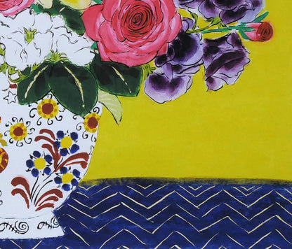 青木乃里子「スイートピーと薔薇」ジクレー版画　拡大画像6