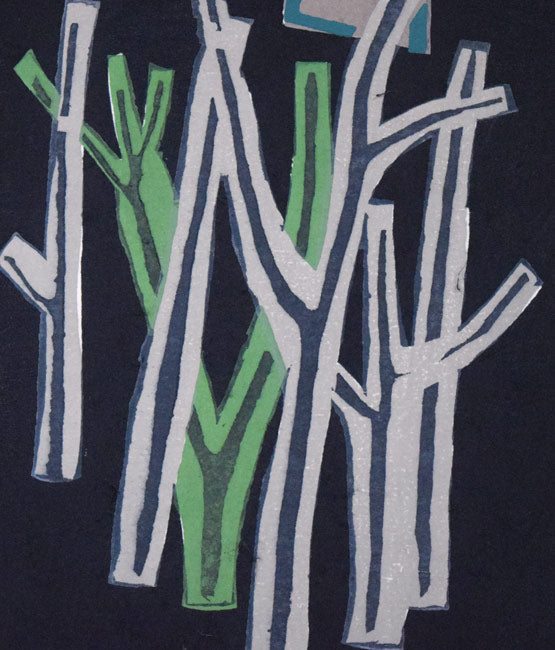 畦地梅太郎「枯木のいさかい」木版画　拡大画像6