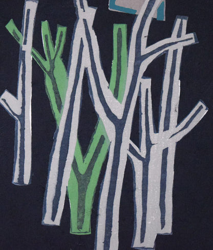 畦地梅太郎「枯木のいさかい」木版画　拡大画像6