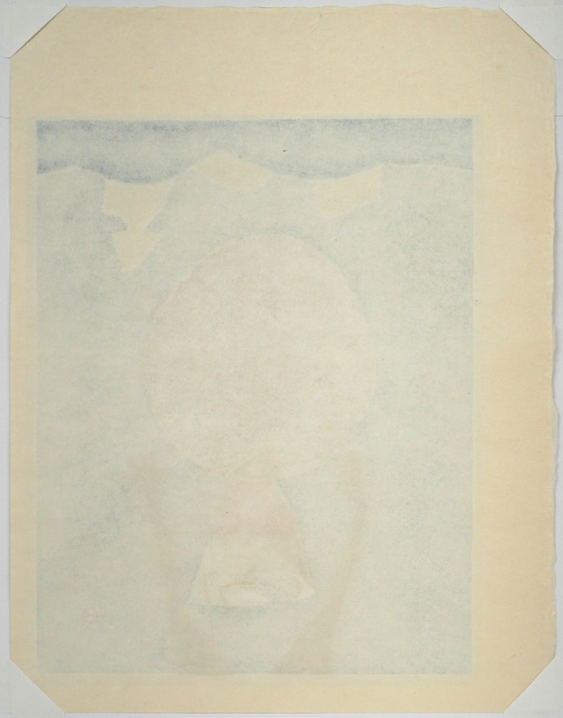 畦地梅太郎「初冬の声」木版画　作品シート裏側画像