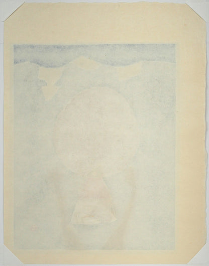 畦地梅太郎「初冬の声」木版画　作品シート裏側画像