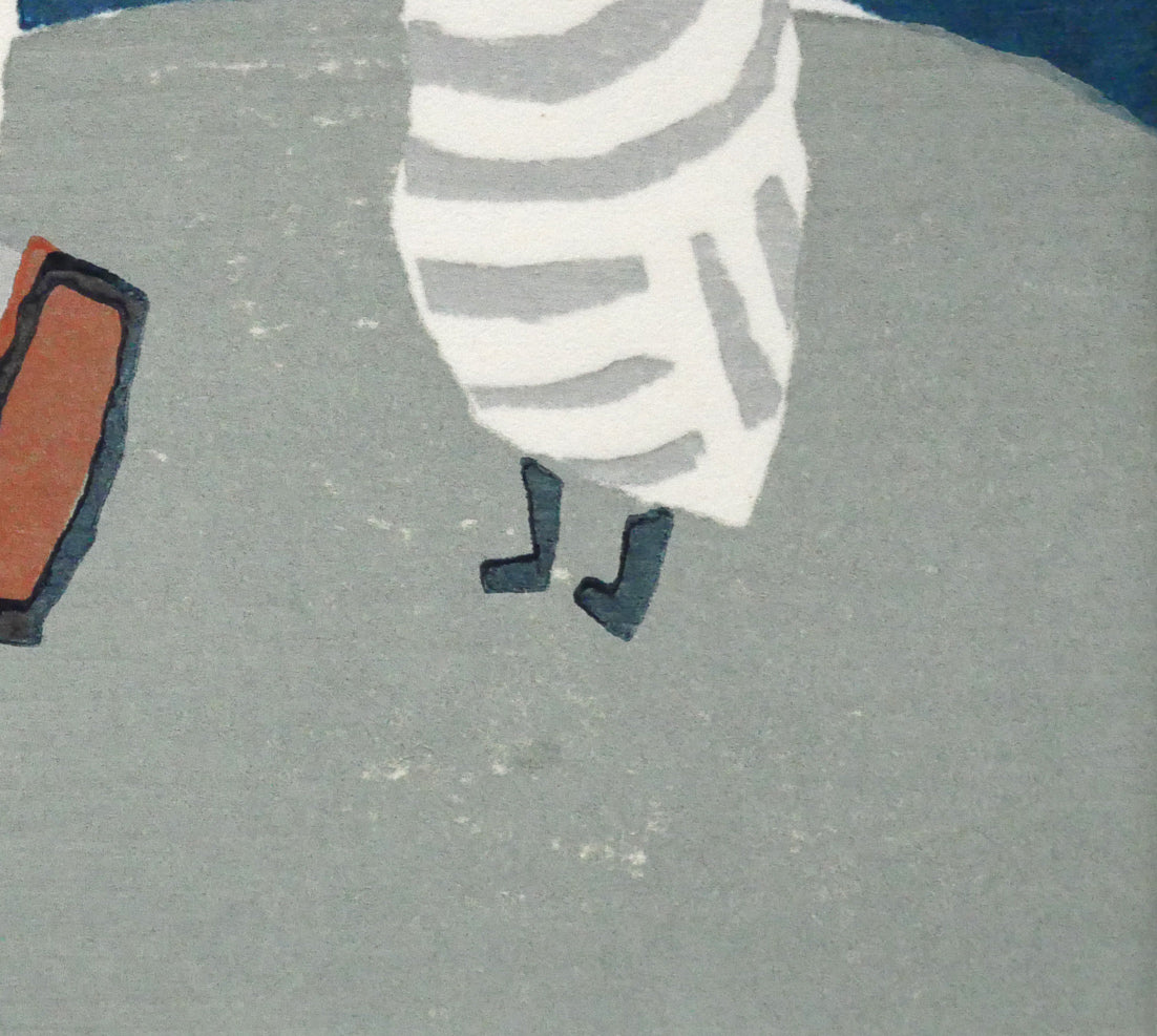 畦地梅太郎「山男と鳥」木版画　拡大画像4