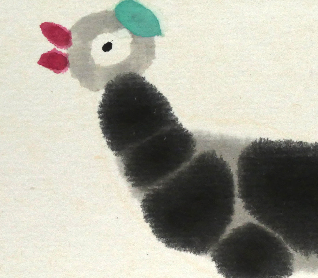 畦地梅太郎「鳥と山男」水彩画　拡大画像5