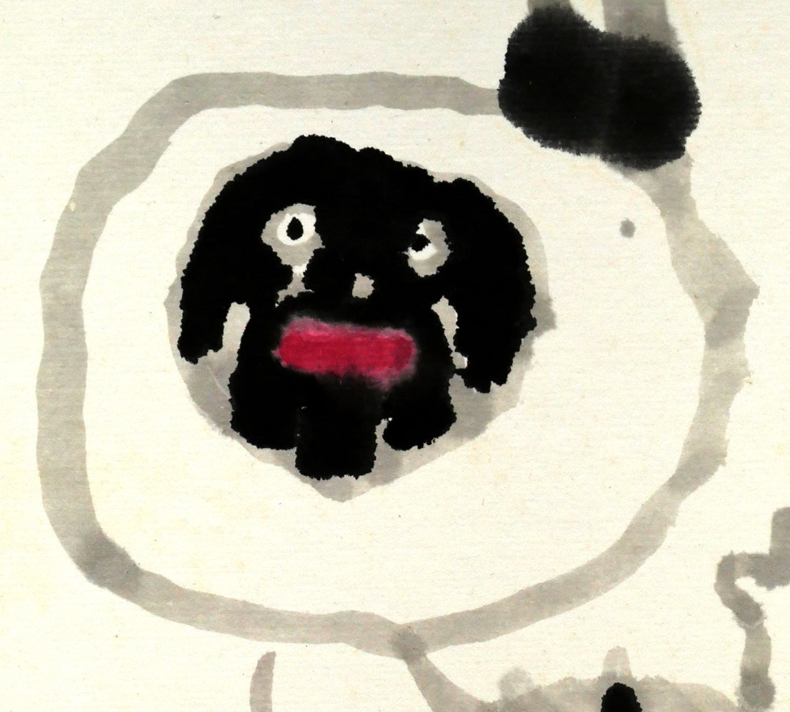 畦地梅太郎「鳥と山男」水彩画　拡大画像6