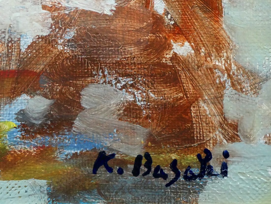 場崎恵「道庁・秋」油絵・F20号　サイン拡大画像