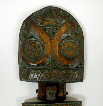 砂澤ビッキ「ビッキ文様ブローチ（約11.2cm）」木彫作品　拡大画像1