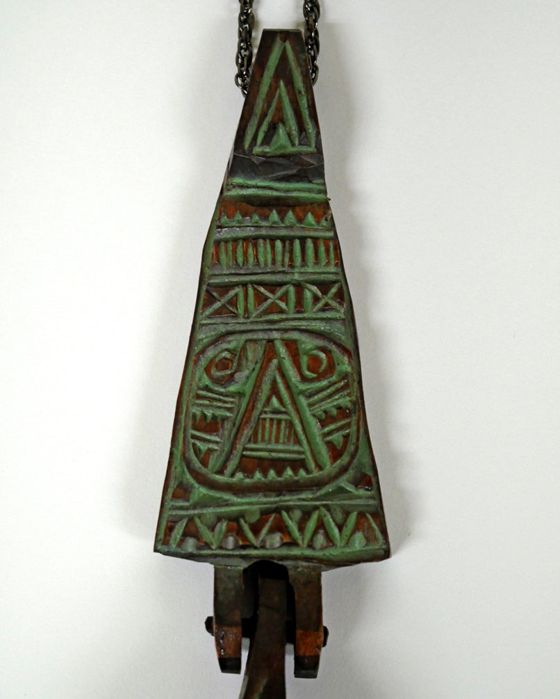 砂澤ビッキ「樹鈴ペンダント二連（約13.7cm）」木彫作品　拡大画像1