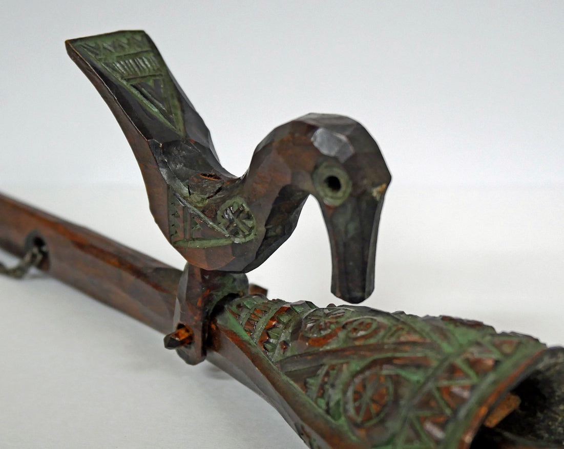 砂澤ビッキ「樹鈴二連啄木鳥（キツツキ）ペンダント（約21.7cm）」木彫作品　拡大画像7