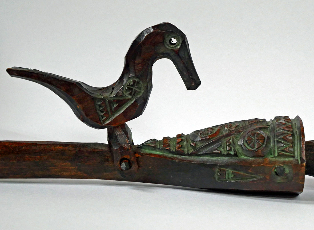 砂澤ビッキ「樹鈴二連啄木鳥（キツツキ）ペンダント（約21.7cm）」木彫作品　拡大画像8