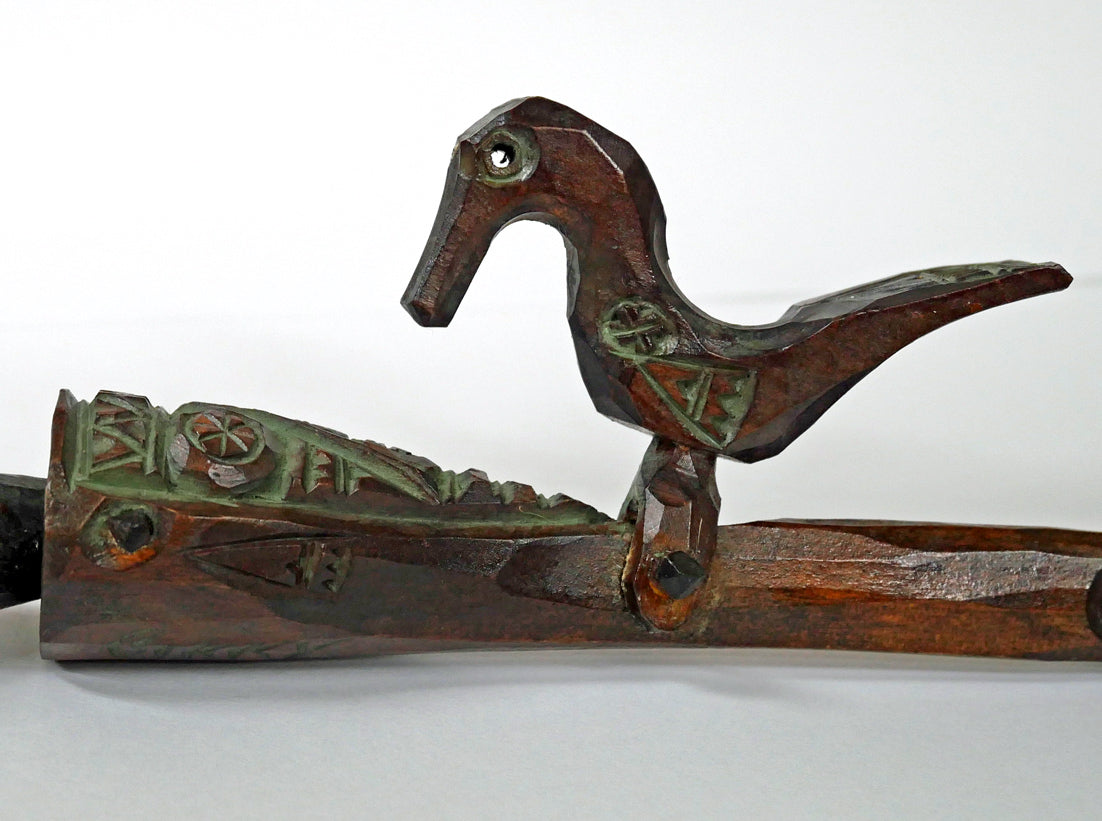 砂澤ビッキ「樹鈴二連啄木鳥（キツツキ）ペンダント（約21.7cm）」木彫作品　拡大画像9