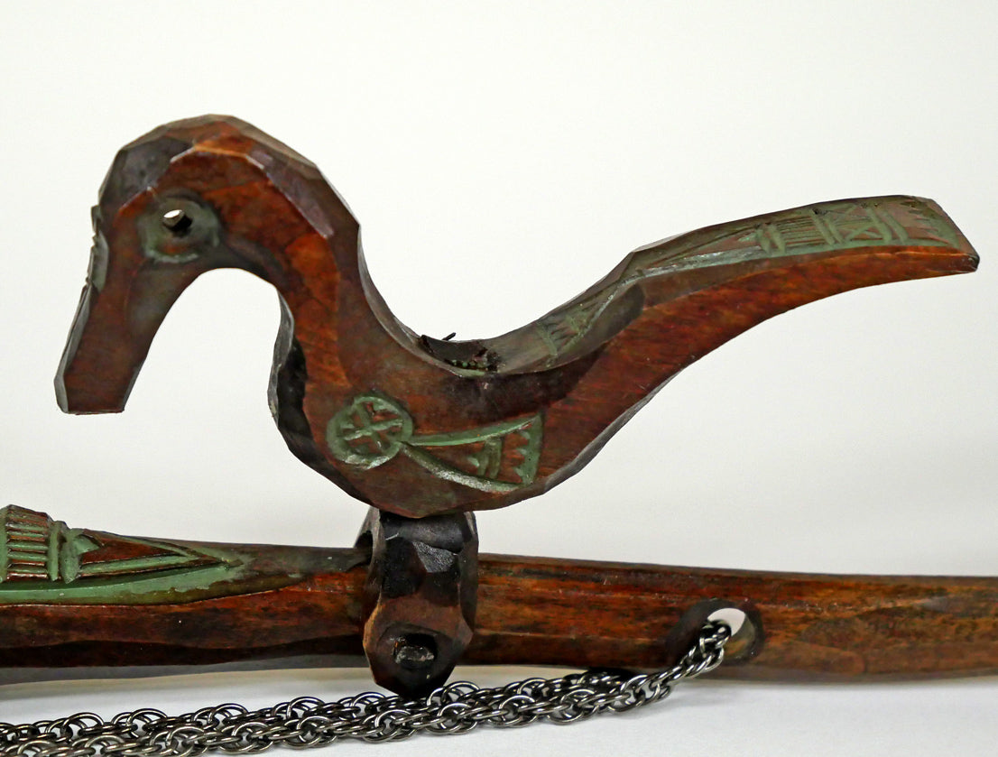 砂澤ビッキ「樹鈴二連啄木鳥（キツツキ）ペンダント（約17.6cm）」木彫作品　拡大画像2