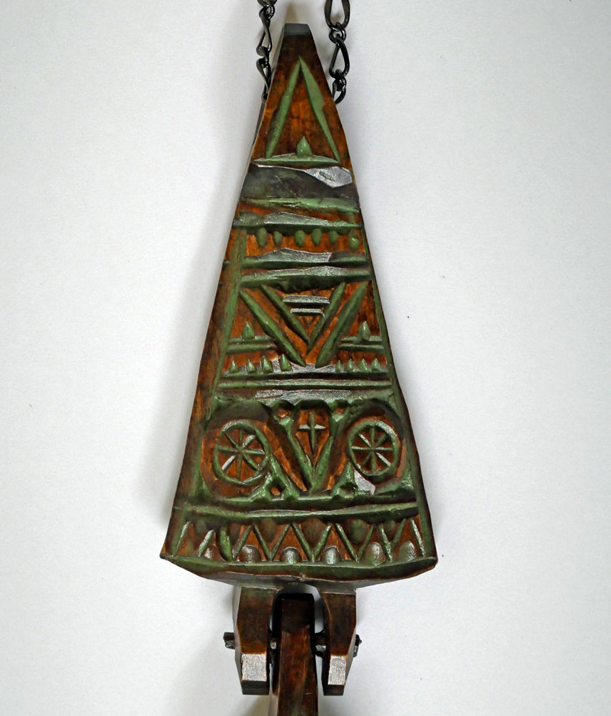 砂澤ビッキ「樹鈴ペンダント二連（約14.7cm）」木彫作品　拡大画像1