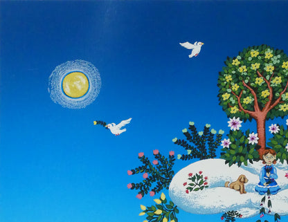ビンカシワ「花を咲かそう」シルクスクリーン版画　拡大画像1