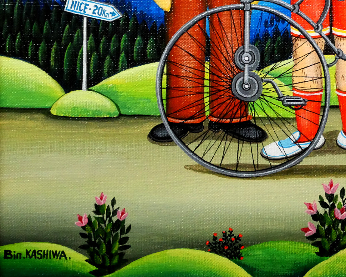 ビンカシワ「自転車競走（ツールドフランス）」油絵・F8号　拡大画像6