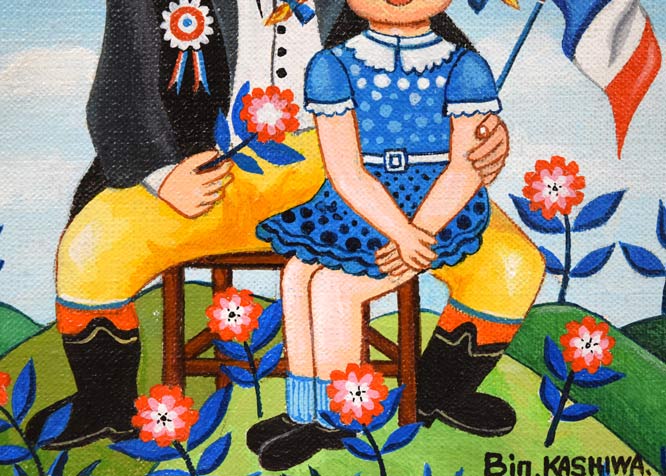 ビン・カシワ「初恋」油絵・F0号　拡大画像4