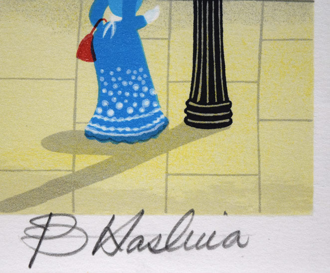 ビン・カシワ「オペラ座（パリ）」リトグラフ　本人直筆鉛筆サイン画像