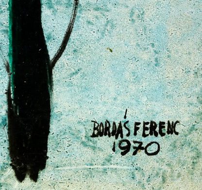 フェレンツ　ボルダス（Ferenc　BORDAS）「無題」油絵・変形10号　サイン・年記（1970年作）