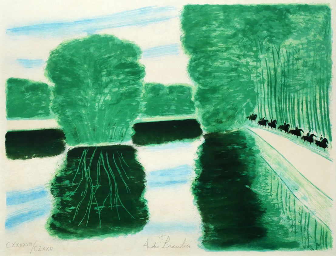 アンドレ　ブラジリエ（Andre　Brasilier）「トゥーレーヌへの遠出」リトグラフ　作品全体画像