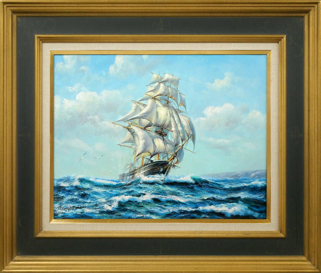 百瀬太虚「花天（滝桜）」油絵・F10号