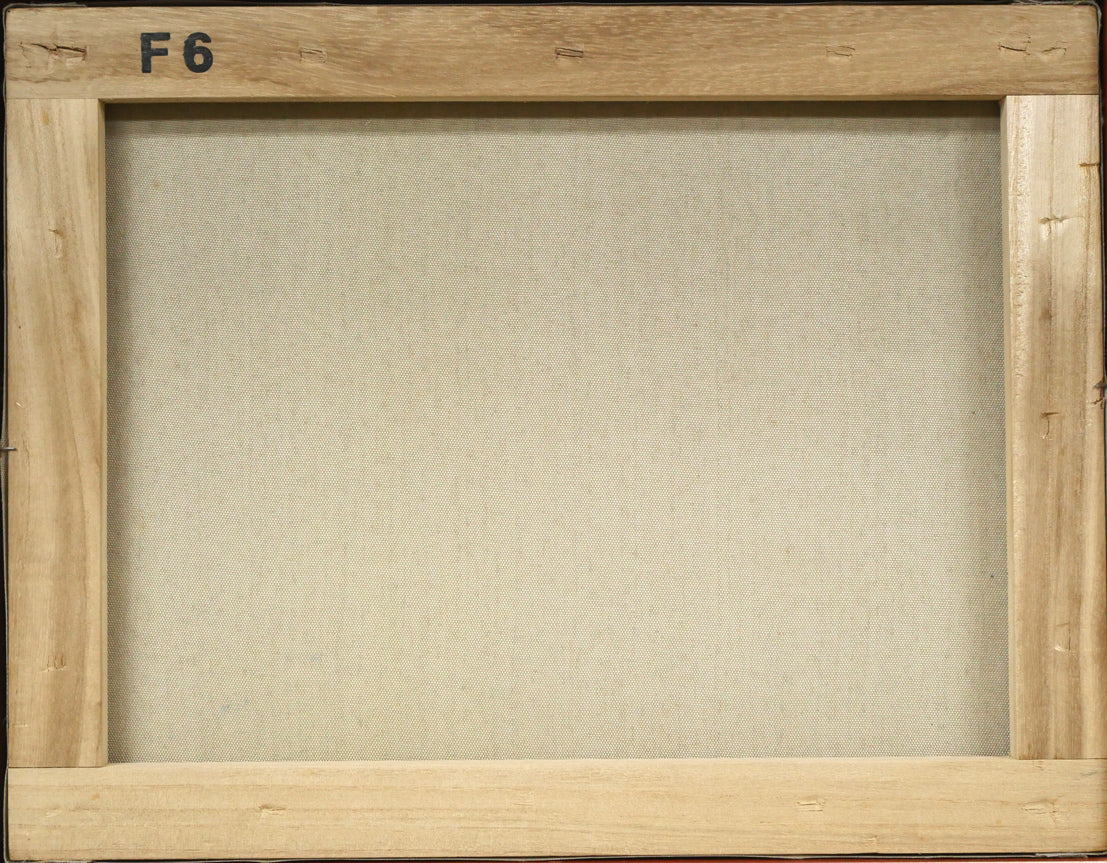 ブライアン　ジョンソン（BRIAN　JONSON）「帆船」油絵・F6号　キャンバス裏側画像