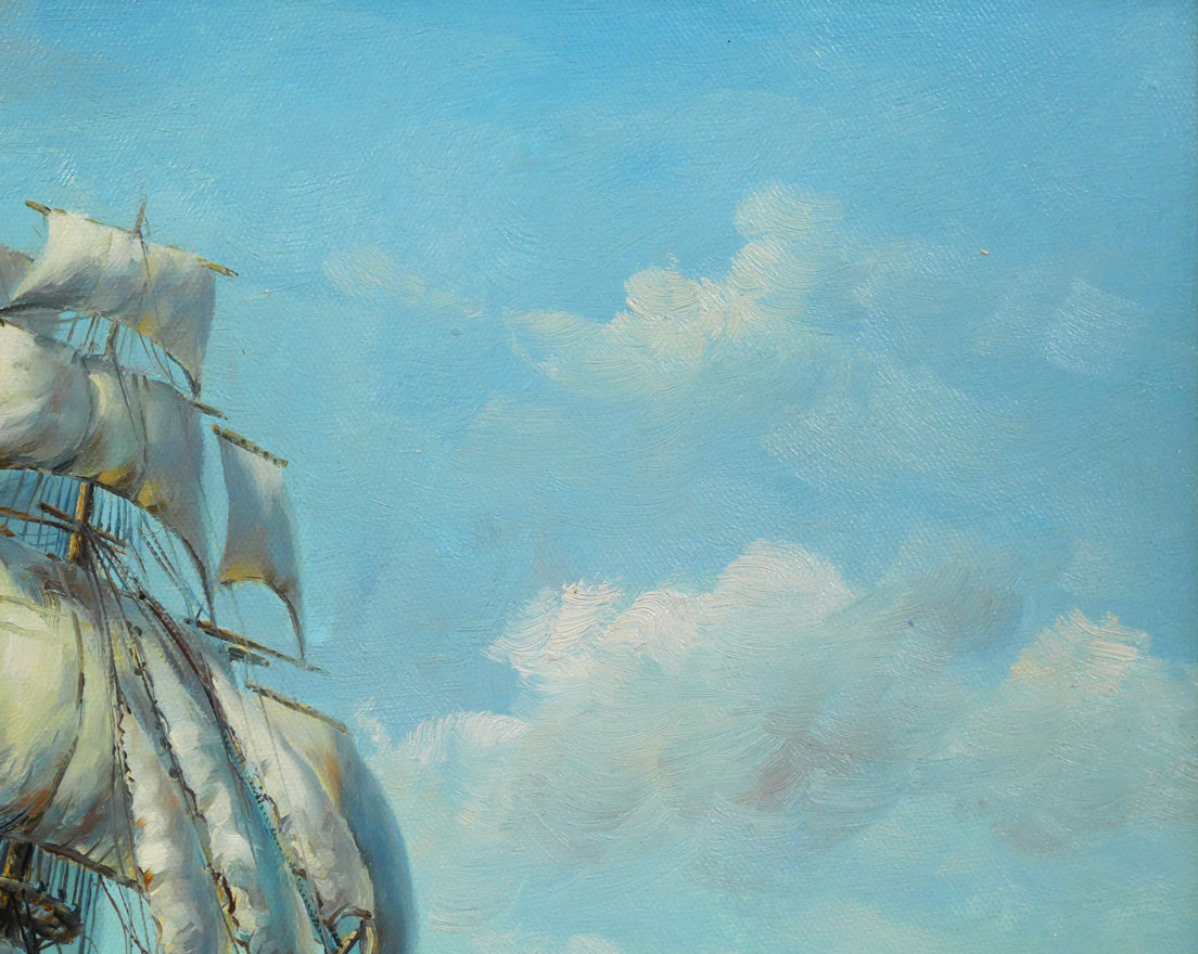 ブライアン　ジョンソン（BRIAN　JONSON）「帆船」油絵・F6号　拡大画像2