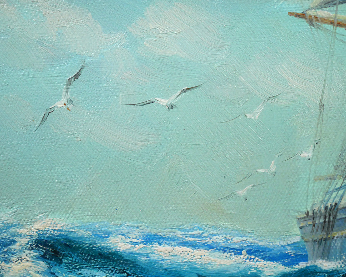 ブライアン　ジョンソン（BRIAN　JONSON）「帆船」油絵・F6号　拡大画像5