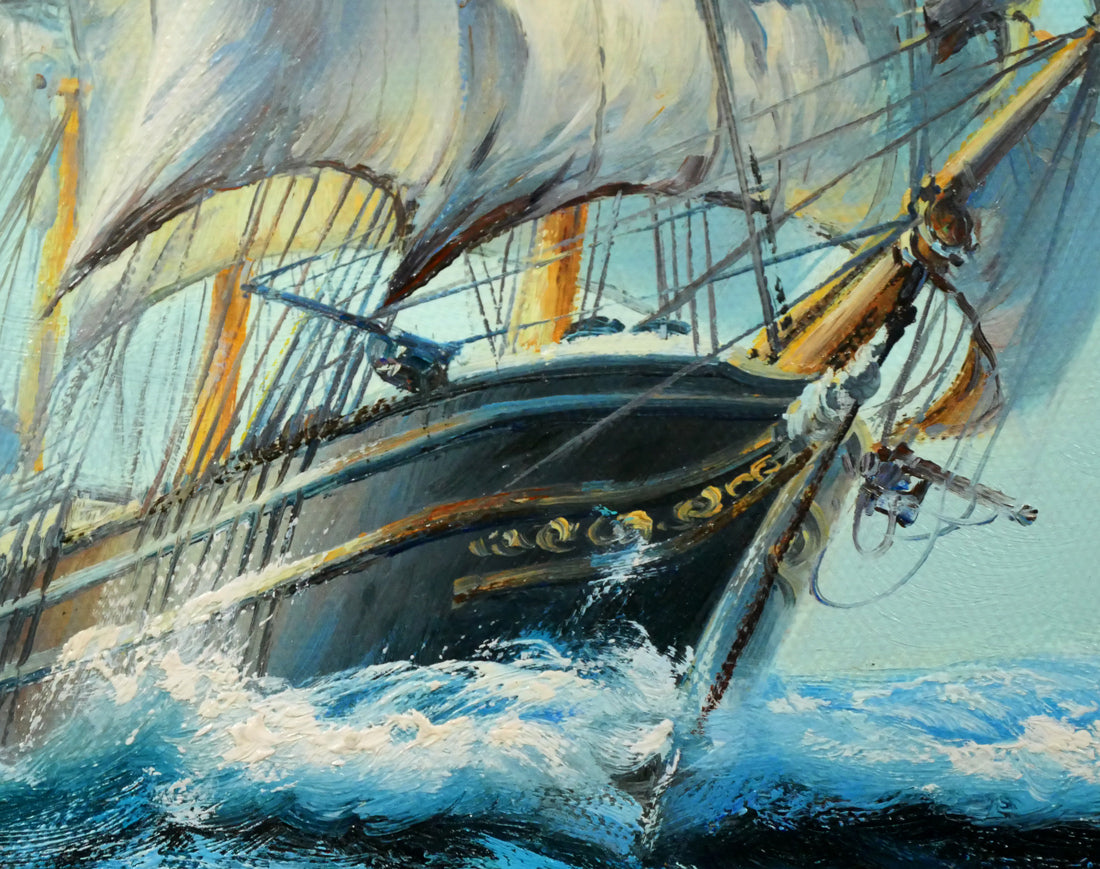 ブライアン　ジョンソン（BRIAN　JONSON）「帆船」油絵・F6号　拡大画像6