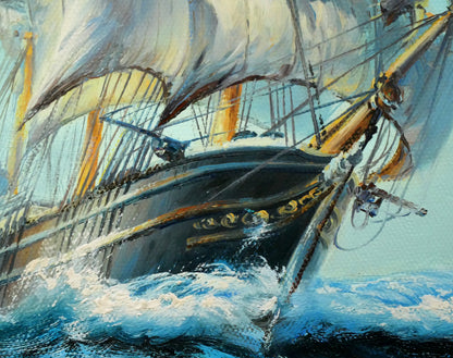 ブライアン　ジョンソン（BRIAN　JONSON）「帆船」油絵・F6号　拡大画像6