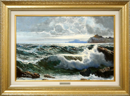 ブルーノ　ディ　ジュリオ（Bruno　Di　Giulio）「Stormy Sea（嵐の海）」油絵・M12号