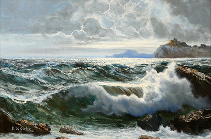 ブルーノ　ディ　ジュリオ（Bruno　Di　Giulio）「Stormy Sea（嵐の海）」油絵・M12号　作品全体画像