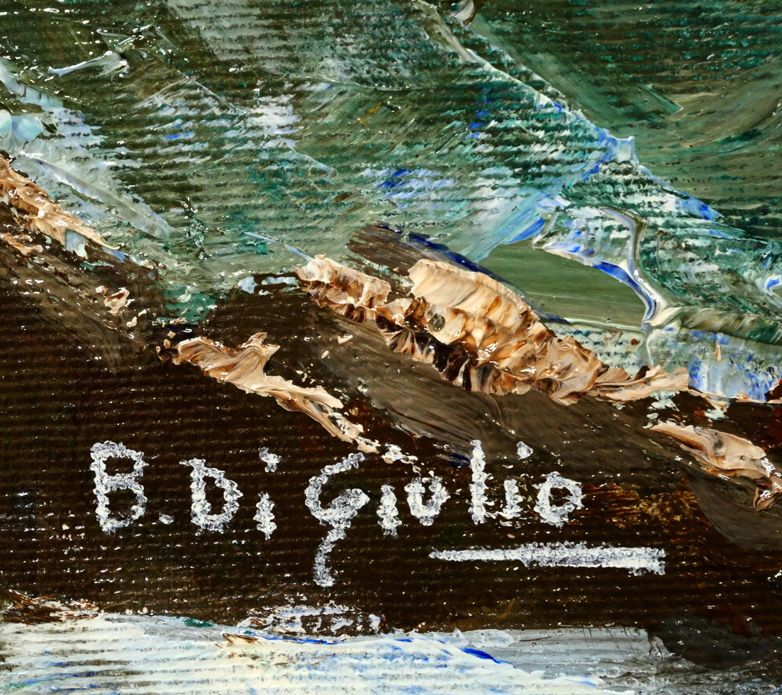 ブルーノ　ディ　ジュリオ（Bruno　Di　Giulio）「Stormy Sea（嵐の海）」油絵・M12号　サイン画像