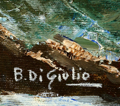 ブルーノ　ディ　ジュリオ（Bruno　Di　Giulio）「Stormy Sea（嵐の海）」油絵・M12号　サイン画像