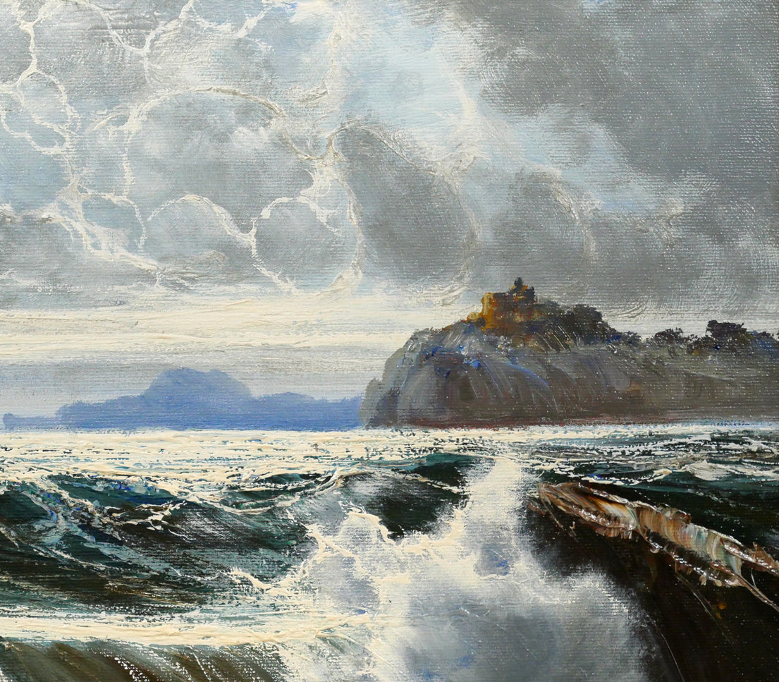 ブルーノ　ディ　ジュリオ（Bruno　Di　Giulio）「Stormy Sea（嵐の海）」油絵・M12号　拡大画像2