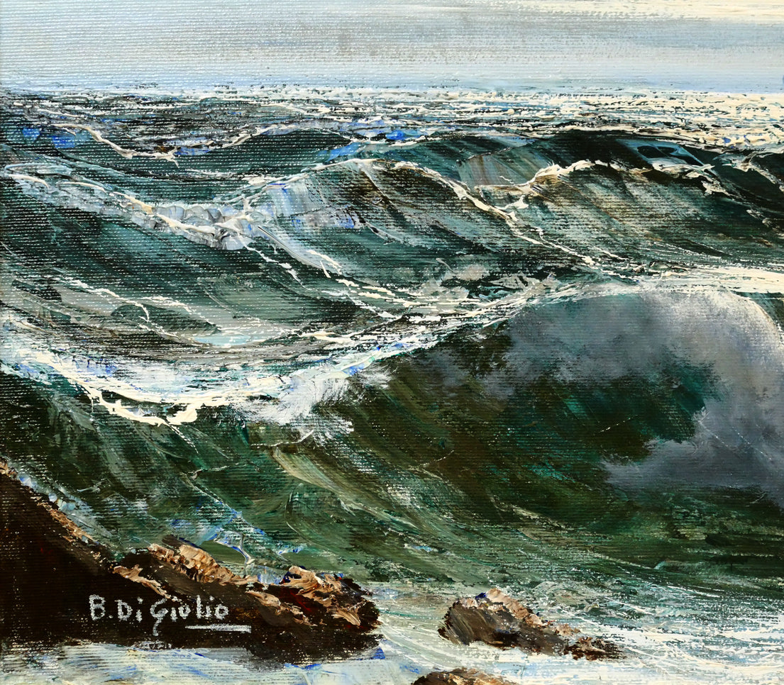 ブルーノ　ディ　ジュリオ（Bruno　Di　Giulio）「Stormy Sea（嵐の海）」油絵・M12号　拡大画像3