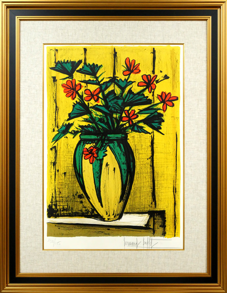 ベルナール・ビュッフェ（Bernard　BUFFET）「花と花瓶」リトグラフ