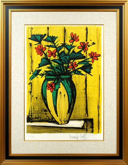 ベルナール・ビュッフェ（Bernard　BUFFET）「花と花瓶」リトグラフ