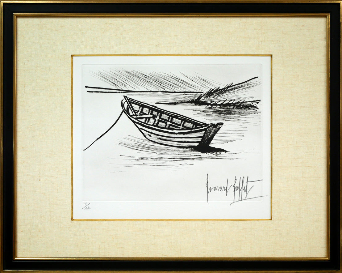 ベルナール・ビュッフェ（Bernard　BUFFET）「平底漁船」ドライポイント（銅版画）