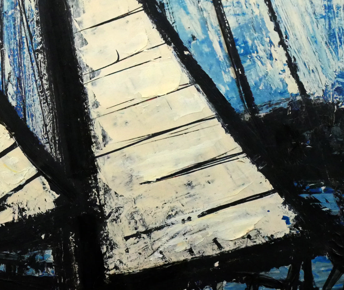ベルナール　ビュッフェ（Bernard　BUFFET）「ヨット（The　Yacht　1963）」複製画に油彩で手彩・25号　拡大画像5