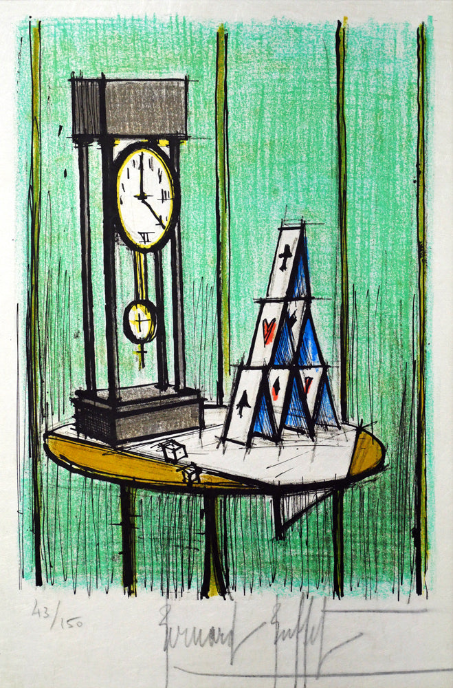 ベルナール　ビュッフェ（Bernard　BUFFET）「トランプの城」リトグラフ　作品全体画像