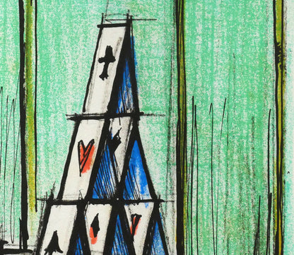 ベルナール　ビュッフェ（Bernard　BUFFET）「トランプの城」リトグラフ　拡大画像4