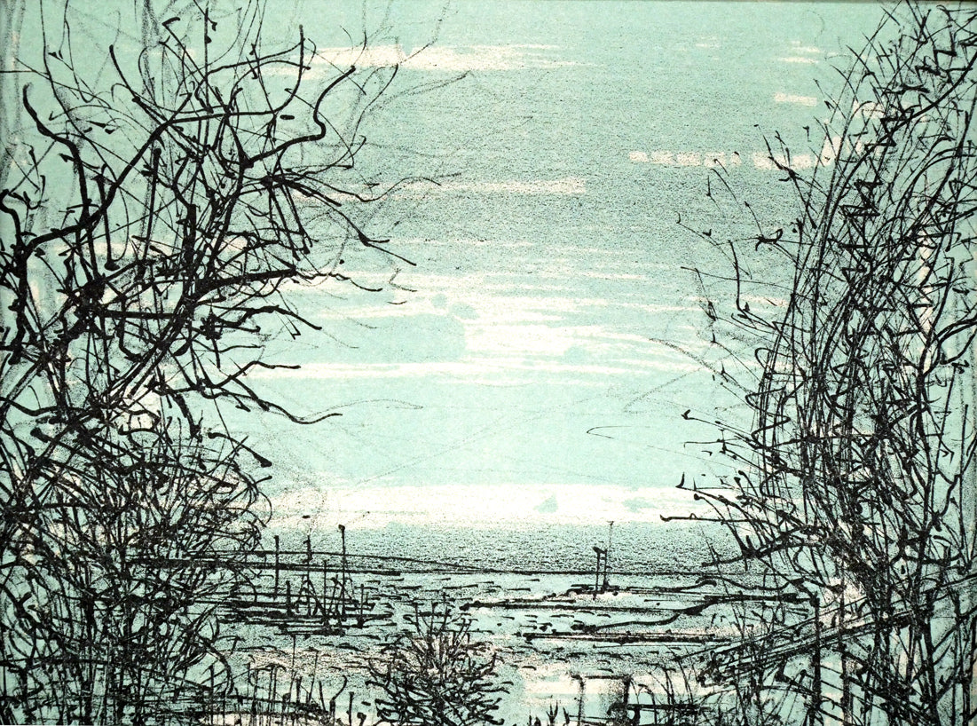 ジャン　カルズー(Jean　CARZOU)「冬の丘」リトグラフ　拡大画像1