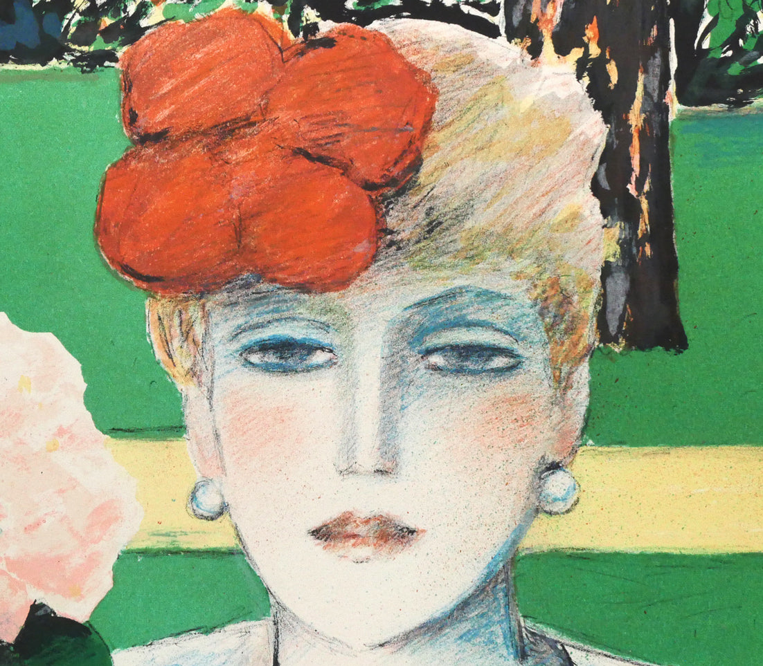 ジャン・ピエール・カシニョール(JEAN　PIERRE　CASSIGNEUL)「あじさいとオード」リトグラフ　拡大画像5