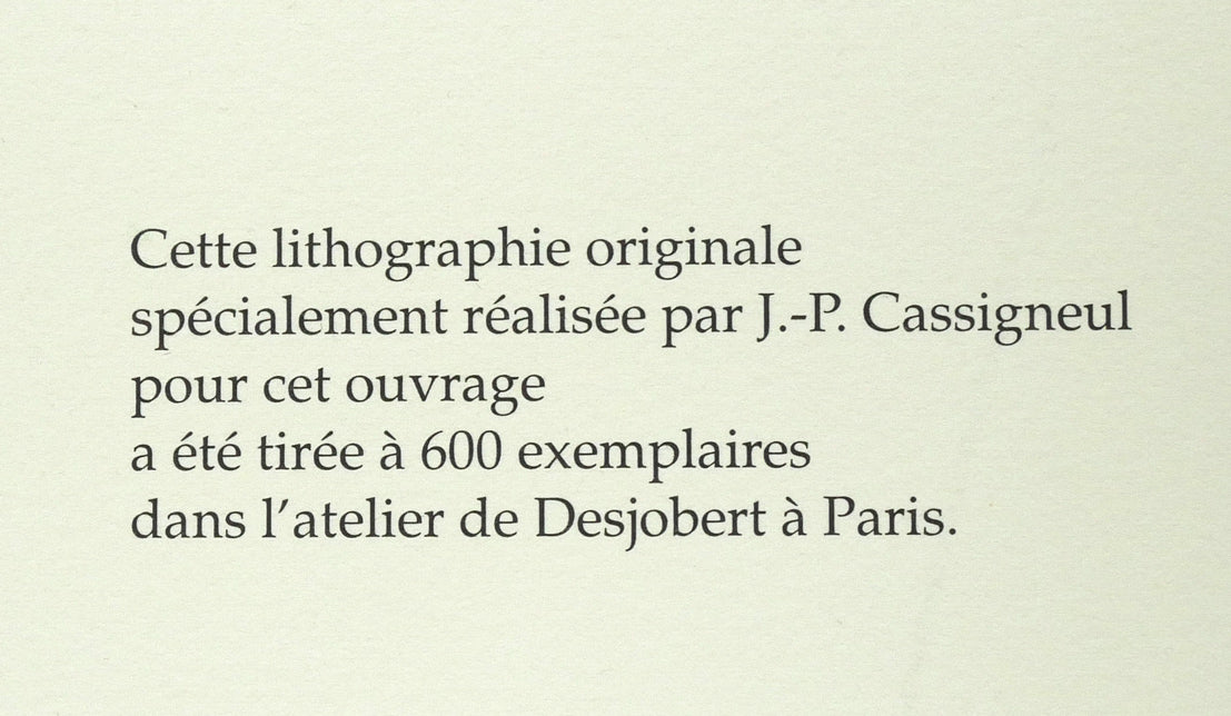 ジャン・ピエール・カシニョール(JEAN　PIERRE　CASSIGNEUL)「夜になったら」リトグラフ　裏側拡大画像