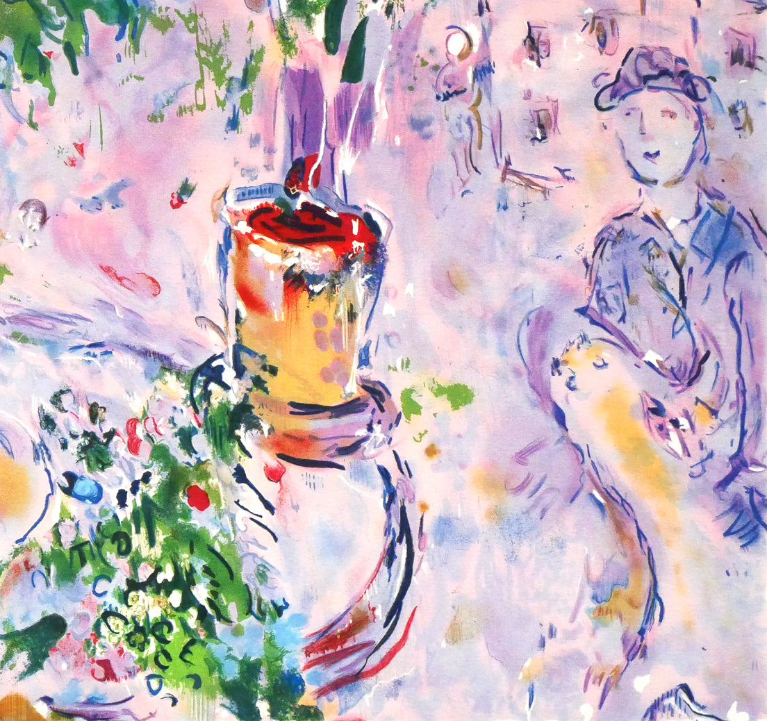 マルク　シャガール(Marc　Chagall)「赤い薔薇と恋人たち」リトグラフ　拡大画像6