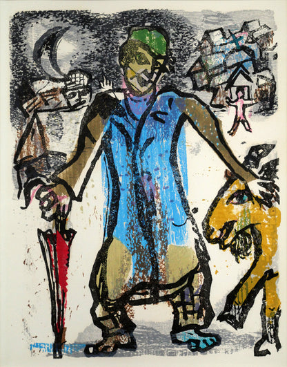マルク　シャガール(Marc　Chagall)「『ポエム』より Pl.17」木版画　作品全体画像